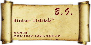 Binter Ildikó névjegykártya